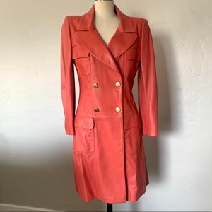 CHANEL Lambskin Leather Trench Coat in Pink